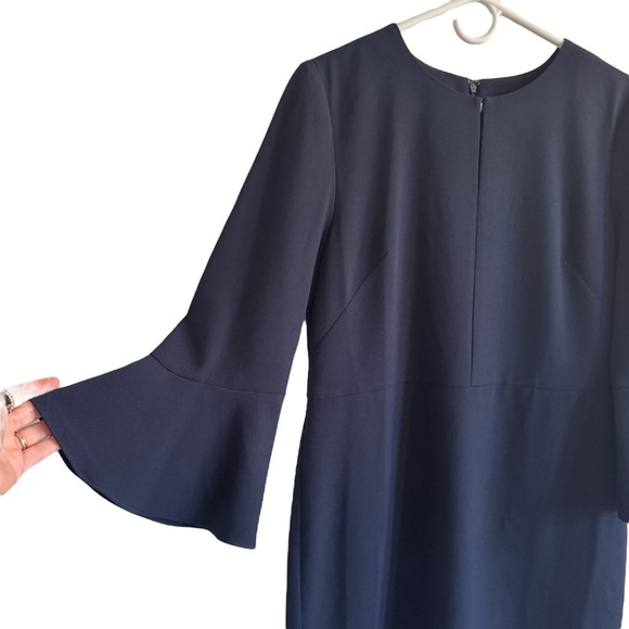 Ann Taylor Navy Flare Sleeve Sheath Dress, Size 10 - Picture 2 of 7
